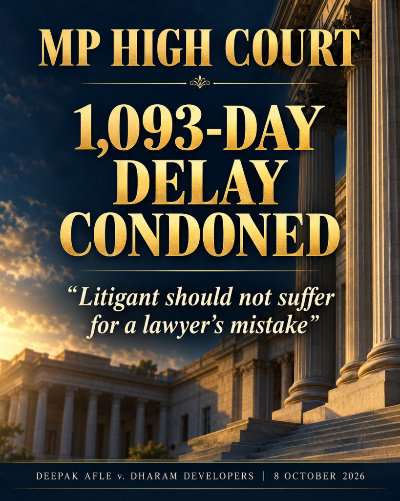 MP High Court Condoned 1,093 Day Delay After Lawyer Failed to Advise Client